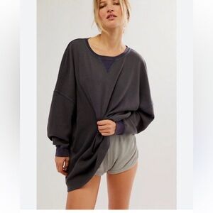 Free People black early night thermal pullover size XS